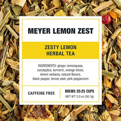 Tiesta Tea - Meyer Lemon Zest, Loose Leaf, Zesty Lemon Herbal Tea, Premium Caffeine-Free Blend, Makes Hot or Iced & Up to 25 Cups, 2oz Resealable Pouch