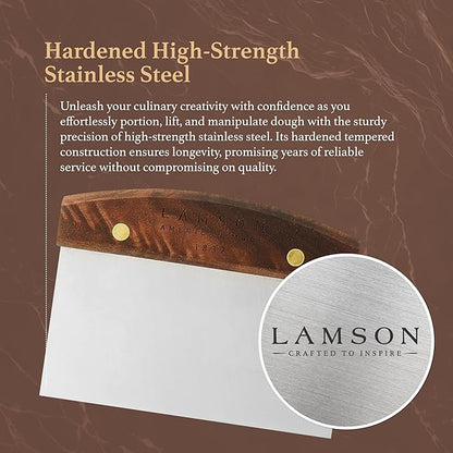 Lamson 3" x 6" Dough (Bench) Scraper and 3' x 6" Chef's Slotted Turner with Walnut Handle - Right-Hand