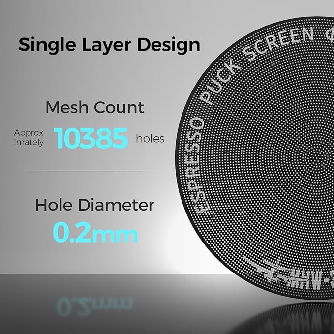 MHW-3BOMBER 58mm Espresso Puck Screen - 0.2mm Ultra Thin Espresso Puck with Round Hole - 58.5mm Hole Metal Reusable Coffee Filter for La Marzocco/Gaggia Titanium Coating FG5643-OS