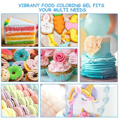 Food Coloring Gel Cake Decorating Set - Jelife 10 Colors Gel Based Edible Food Color Easter Egg Dye Kit Concentrated Neon Icing Colors for Kids Baking Macaron Frosting Fondant Cookie (6ml/Bottles)