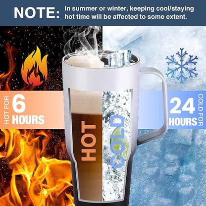 HAUSHOF 24 oz Travel Mug with Handle, Stainless Steel Vacuum Insulated Coffee Travel Mug, Double Wall Travel Mugs with Leakproof Lid, BPA Free