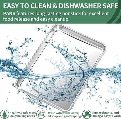 Baking Sheets Set of 2, HKJ Chef Cookie Sheets 2 Pieces Stainless Steel Baking Pans & Toaster Oven Tray Pans, Rectangle Size 23.54L x 15.67W x 1.18H inch & Non Toxic & Healthy & Easy Clean
