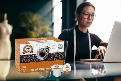 Alex’s Low Acid Organic Coffee | Created to Limit Heartburn, Acid Reflux & Stomach Irritation | French Roast | Pack of 12 K-Cups