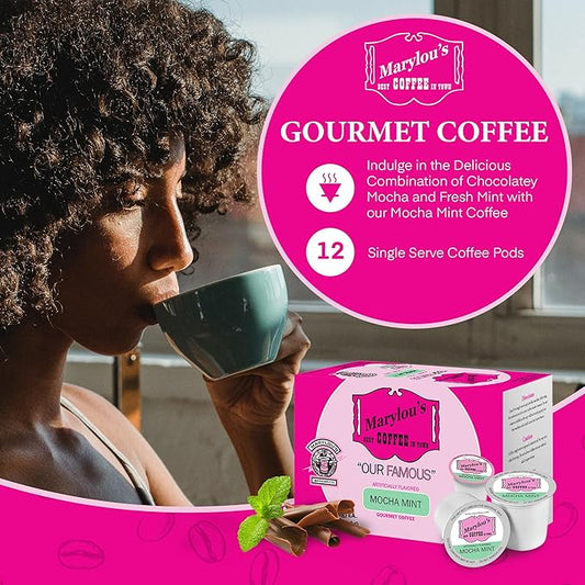 Marylou's Marylou’s Coffee – Mocha Mint Flavored Gourmet Coffee – Single Serve Coffee Pods, Compatible with Keurig Brewers – 12 Pods