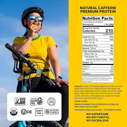 Quantum Energy Square: Energy Bar with Caffeine & 10g Protein. Delicious Healthy Snack On The Go. (Vegan, Gluten-free, Soy-free, Dairy-free) (Chocolate Chip Cookie Dough)