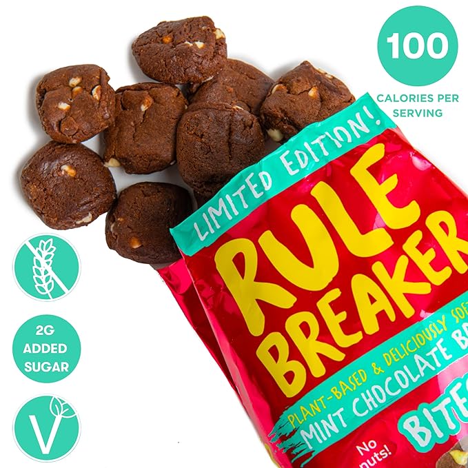 Rule Breaker Vegan & Gluten-Free Cookies | Mint Chocolate Brownie Bites |Plant-Based, Dairy, Nut, Soy, Allergen Free, Kosher | Soft-Baked School Snacks for Kids and Adults (Pack of 12)