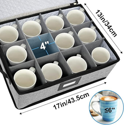 China Storage Containers, Hard Shell with Felt Dividers for Plates, Moving Boxes for Dishes, Cups, Mugs, Tableware Moving Supplies for Kitchen Organization- 5-Piece Set