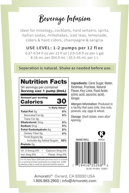 Amoretti - Moscow Mule Beverage Infusion, 94 Servings Per Bottle (750 ml) - Drink Mix & Water Enhancer with Pump for Flavoring Cocktails, Waters, Teas, and other Beverages, Preservative Free