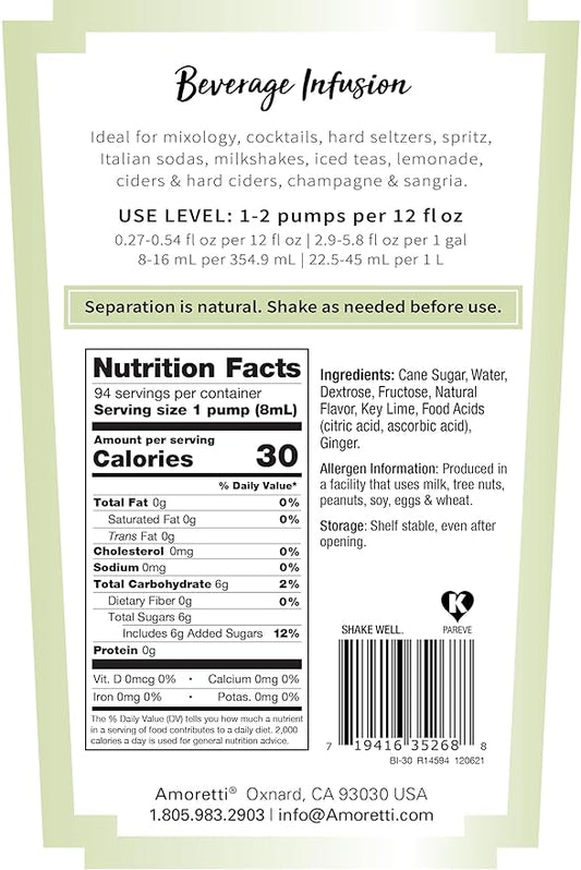Amoretti - Moscow Mule Beverage Infusion, 94 Servings Per Bottle (750 ml) - Drink Mix & Water Enhancer with Pump for Flavoring Cocktails, Waters, Teas, and other Beverages, Preservative Free