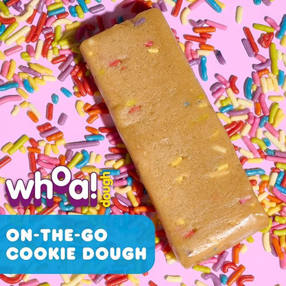 Whoa Dough Edible Cookie Dough Bars- Certified Non-GMO, Kosher and Gluten Free Bars - Healthy Snack Foods - Plant Based Snacks Made With Real Ingredients - Sprinkle Sugar Cookie Dough - 10 Pack