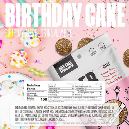 The GFB Gluten Free Protein Cookie Bites Nut Free Variety Pack – Super Tasty Allergen Friendly Fudge Brownie, Cookie Dough & Birthday Cake Vegan Protein Bites, 4 Oz (6 Count)