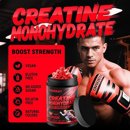 Creatine Monohydrate Gummies 5g for Men & Women - Boost Focus,Strength, and Endurance, Anti-Melting Formula, Vegan, Gluten-Free, Non-GMO, 2.5 Gram Creatine per Gummy (Strawberry 90 ct)