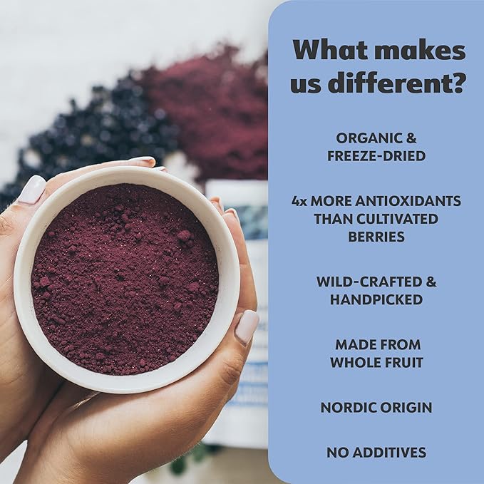 LOOV Organic Wild Blueberry Powder - 41-Day Supply, 8.8 Oz, Good for Smoothie & Breakfast, Freeze-Dried, from Northern Europe, No Added Sugar