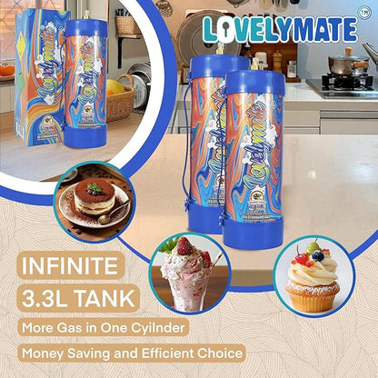Whipped Cream Charger Tank 3.3L 2000G Whip Cream Charger Cylinder Food Grade Flavored (Tips Included) (6, Rainbow candy)
