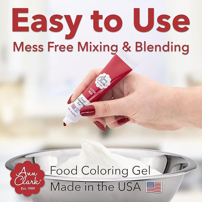 Ann Clark Cookie Cutters Professional-Grade Gel Food Coloring Made in USA .7 oz, 12 Colors