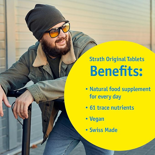 Strath Nutritional Yeast Tablets - Vegetarian, Lactose Free, Artificial Additive Free - Digestive Support, Nutrient Absorption - Unflavored Daily Supplement - Prebiotic and Postbiotic