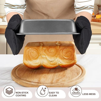 12PCS Nonstick Baking Pans Set - Stackable Bakeware Sets with Wider Grip, Carbon Steel Baking Set Including Cookie Sheets for Baking, Muffin Pan, Loaf Pan, Cake pan, Roasting Pan, Oven Mitts