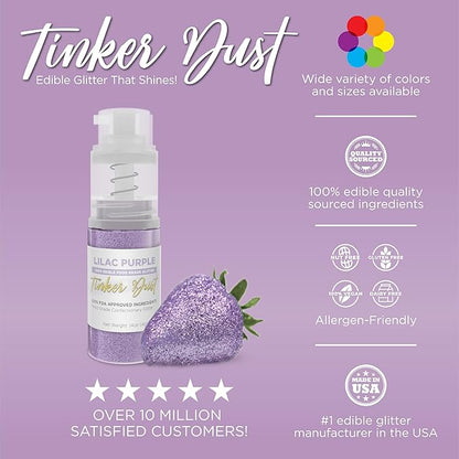 Bakell - Lilac Purple Tinker Dust (4g, 1x Mini Spray Pump) Edible Glitter for Food, Desserts, and Beverages!