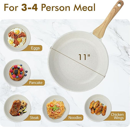 SENSARTE Nonstick Ceramic Frying Pan Skillet, 11 Inch Omelet Pan, Healthy Non Toxic Induction Compatible Egg Pan with Heat Resistant Handle, PTFE and PFAS-Free