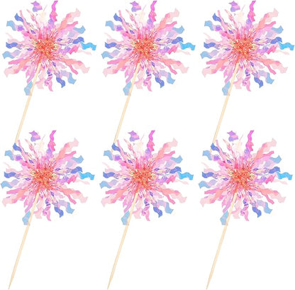 30 PCS Foil Firework Cupcake Toppers Sparkle Tinsel Cupcake Picks Happy Birthday Cake Toppers Drink Stirrers Cocktail Food Fruit Toothpicks for Baby Shower Wedding Party Decorations Supplies Orange