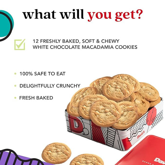 David's Cookies Freshly Baked Cookies - Delicious Handmade Soft Variety - Exquisite Gourmet Gift for Friends & Family on Special Occasions - Macadamia Nut 1lb