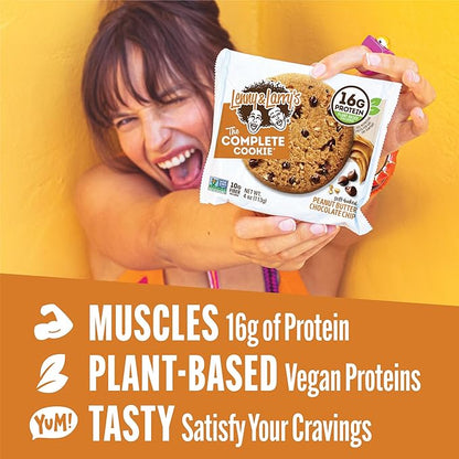 Lenny & Larry's The Complete Cookie, Peanut Butter Chocolate Chip, Soft Baked, 16g Plant Protein, Vegan, Non-GMO, 4 Ounce Cookie (Pack of 12)