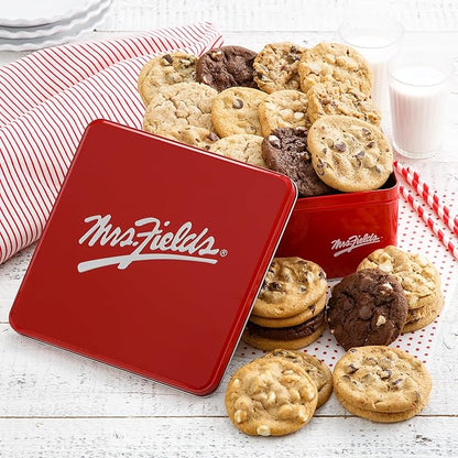 Mrs. Fields 2 Dozen Original Cookie Signature Tin - Assorted with 24 Original Cookies in our 5 Classic Cookie Flavors