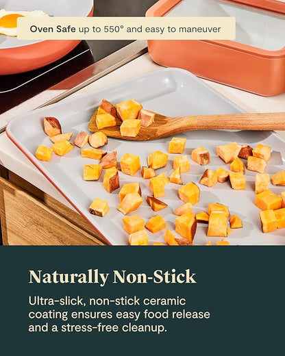 Caraway Non-Stick Ceramic Baking Sheet - Naturally Slick Ceramic Coating - Non-Toxic, PTFE & PFOA Free - Perfect for Baking, Roasting, and More - Medium (15" x 10") - White