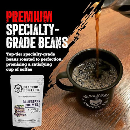 Blackout Coffee Blueberry Crumble Flavored Medium Roast - Freshly Roasted in the USA - 12 oz Ground Coffee Pouch