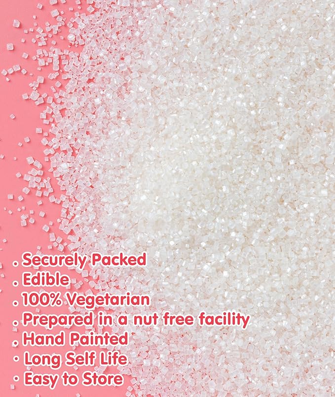 Christmas Edible White Sprinkles,Edible Sanding Sugar Crystals for Cake Decorating,150g/5.3oz,Sprinkle Mix for Cookies,Ice Cream,Fondant Cake,Caramel Apples,Cupcakes,Desserts,White Sugar Sprinkles