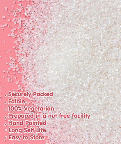 Christmas Edible White Sprinkles,Edible Sanding Sugar Crystals for Cake Decorating,150g/5.3oz,Sprinkle Mix for Cookies,Ice Cream,Fondant Cake,Caramel Apples,Cupcakes,Desserts,White Sugar Sprinkles