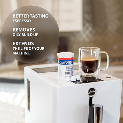 CleanEspresso - 25 Cleaning Tablets Designed For Jura Coffee Machines - 3.5g Dual Cycle Espresso Machine Cleaning Tablets for Jura Espresso Machines - Coffee Maker Cleaner