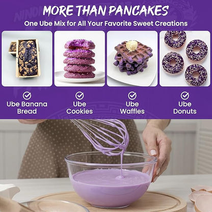 Ninong's Dessert Lab Ube Pancake Mix, Ube Flavored Buttermilk Pancake Mix with Real Ube, Makes Ube Cakes, Waffles, Crepes and more, Just Add Water (1 Pound)