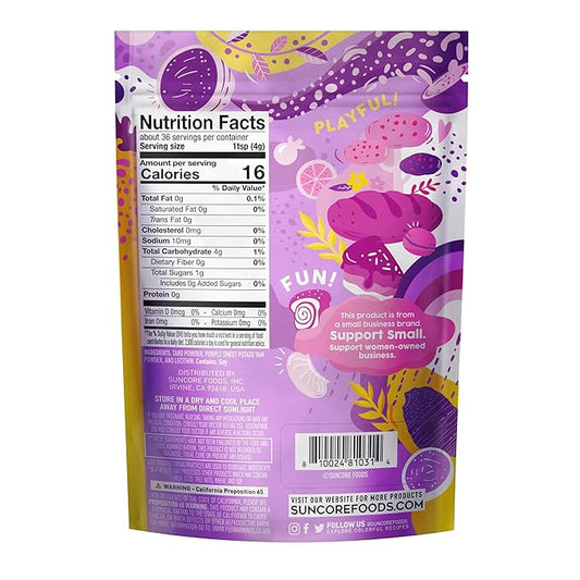 Suncore Foods Lilac Taro Yam Powder, Light Purple Food Coloring Powder, Gluten-Free, Non-GMO, 5oz (1 Pack)