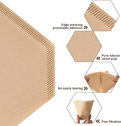 Coffee Filters, #4 Cone Coffee Filter 100 Count, Unbleached Natural Paper Filter 8-12 Cup, Disposable for Pour Over and Drip Coffee Maker