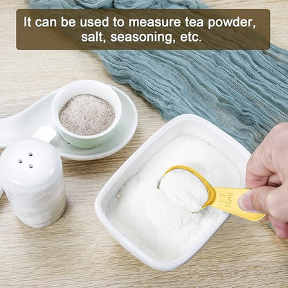 Stainless steel coffee scoop 2-piece set (1 tbsp, 2 tbsp) durable Tablespoon, ergonomic measuring spoon, Suitable for small and large jars，short-handled spoon (Gold)