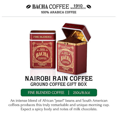Bacha Coffee | Nairobi Rain Fine Blended Signature Nomad Collection, 100% Arabica Specialty Coffee, Ground Beans, Medium Dark Roast, 250g