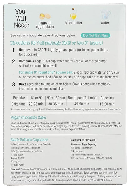 Namaste Foods, Gluten-Free Chocolate Cake Mix, Allergen-Free, 26-Ounce Boxes (Pack of 6)