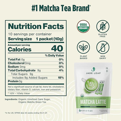 Jade Leaf Matcha Organic Premium Ceremonial Grade Matcha Green Tea Powder - Japanese - Culinary, Ingredient, Ceremonial Barista Teahouse, Latte, Collagen, 0.35 Ounce (Pack of 10), Matcha Latte