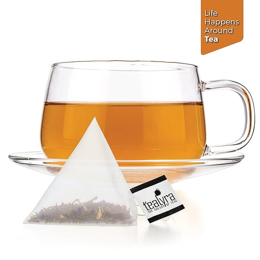 Tealyra - Cream Earl Grey Tea Pyramids Bags - Classic Black Leaf Tea - Citrusy with Vannilla Flavor - 25 Sachets (2-ounce)