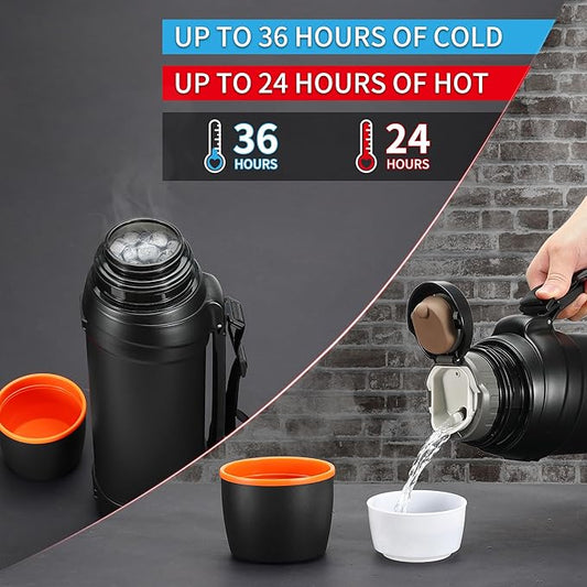 85oz Large Coffee Thermoses for Travel - Insulated Water Jug Classic Vacuum Bottle with Plastic Cup - Stainless Steel Thermos for Hiking Fishing