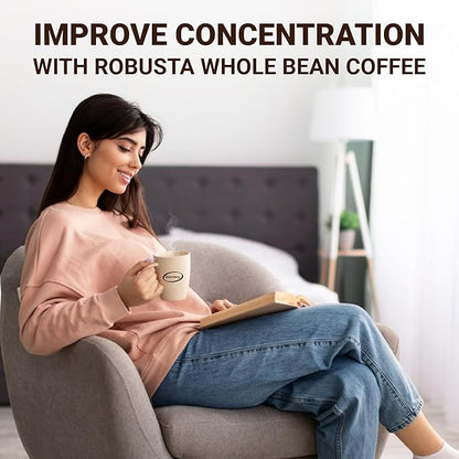 doanhdang - 17.6 Oz Premium Robusta Whole Bean Coffee, 100% Robusta Medium Roast, Rich Flavor for Espresso Shot and Brew, Origin from Vietnam, Whole Med Roast Beans