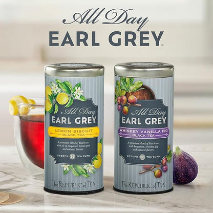 The Republic of Tea – All Day Earl Grey Whiskey Vanilla Fig Black Tea, Naturally Caffeinated, 36 Tea Bags