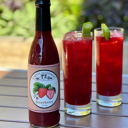 Liquid Alchemist Strawberry Syrup for Drinks - Real Ingredients Make our Strawberry Puree for Drinks a Perfect Margarita Mix - Our Flavored Syrup is Gluten & Dairy Free (12 oz)