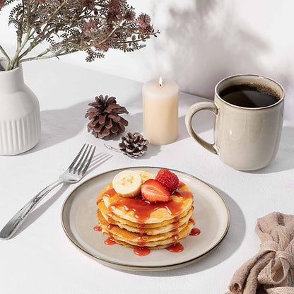 Herogo Ceramic 10.43 Inch Dinner Plates Set of 6, Stoneware Dinnerware Plate Set, Double Reactive Glaze Large Dinnerware Plates for Kitchen, Microwave, Oven & Dishwasher Safe, Cream Khaki