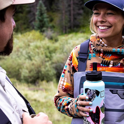 IRON °FLASK Camping & Hiking Hydration Flask with 3 Lids - Stainless Steel, Double Walled & Vacuum Insulated Water Bottle - Leak Proof & BPA Free (Midnight Black, Spout - 32 oz)