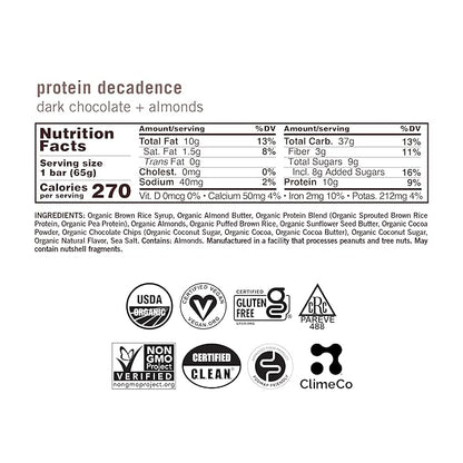 GoMacro MacroBar Organic Vegan Protein Bars - Dark Chocolate + Almonds (2.3 Ounce Bars, 12 Count)