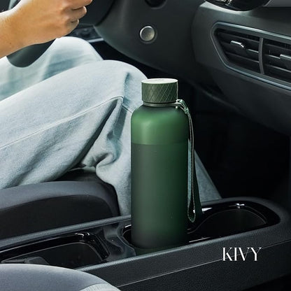 KIVY Slim Water Bottle 32oz [Lightweight & Shatterproof] Fits Backpack & Cupholder for Travel, Sports, School, Gym - Frosted red bottle no straw - Gym water bottle screw top - Dishwasher Safe