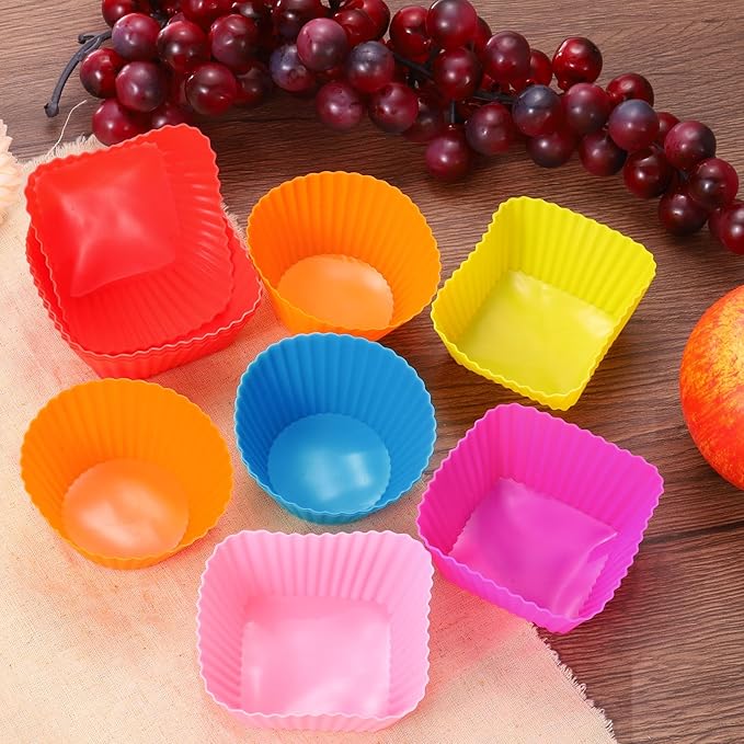 uxcell 36Pcs Silicone Cupcake Liners, Non-Stick Baking Cups, for Cooking Eggs, Baking Muffins and Make a Cake(Pink)