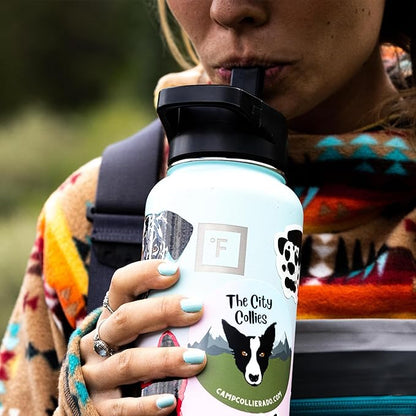 IRON °FLASK Camping & Hiking Hydration Flask with 3 Lids - Stainless Steel, Double Walled & Vacuum Insulated Water Bottle - Leak Proof & BPA Free (Pearl Beige, Straw - 22 oz)